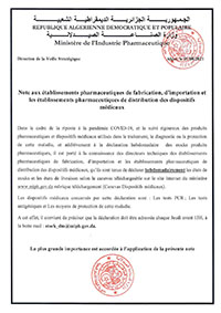 Déclaration hebdomadaire des états des stocks et de livraison des dispositifs médicaux