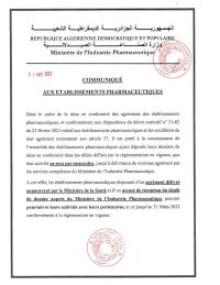 Note aux établissements pharmaceutiques- validité des agréménts