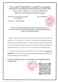 note aux opérateurs pharmaceutique relave à la Déclaration des états des produits arrivés à péremption