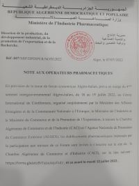 note aux operateurs pharmaceutiques
