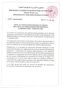 NOTE AUX OPERATEURS PHARMACEUTIQUES N: 388/389