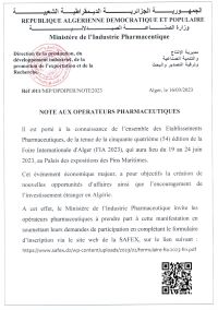 Note aux opérateurs pharmaceutiques- FIA 2023