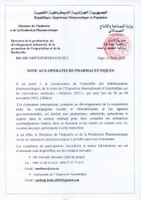 Note aux opérateurs pharmaceutiques- MEDINXE 2023