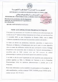 Note aux opérateurs pharmaceutique – 2ème édition du salon international de la santé