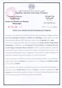 note aux établissements pharmaceutiques