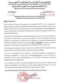 RÉQUISITION des Etablissements Pharmaceutiques de Distribution en gros