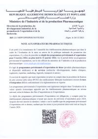 Note aux opérateurs pharmaceutique – programmes prévisionnels d’exportation – exercice 2024