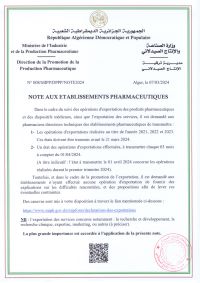 Note aux opérateurs pharmaceutiques