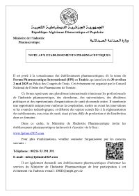 note aux établissements pharmaceutiques
