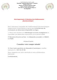 note aux établissements pharmaceutiques d&rsquo;importation et de distribution en gros