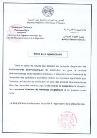 Note aux opérateurs pharmaceutiques