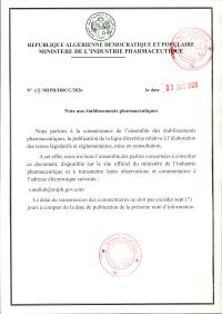 note aux opérateurs pharmaceutiques