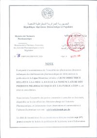 Note aux établissements pharmaceutiques de fabrication