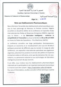 Note aux établissements pharmaceutiques