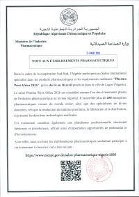Note aux établissements pharmaceutiques