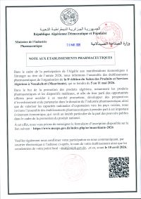 Note aux établissements pharmaceutiques