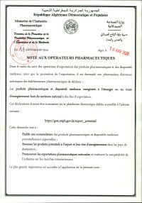 Note aux établissements pharmceutiques