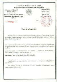 note d&rsquo;information – Forum d&rsquo;affaires Algéro-Tchadien