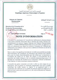 Note aux établissements pharmaceutiques