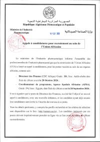 Appels à candidatures pour recrutement au sein de l&rsquo;UNION Africaine