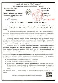 Note aux établissements pharmaceutiques- Salon WHX Leaders Africa 2026